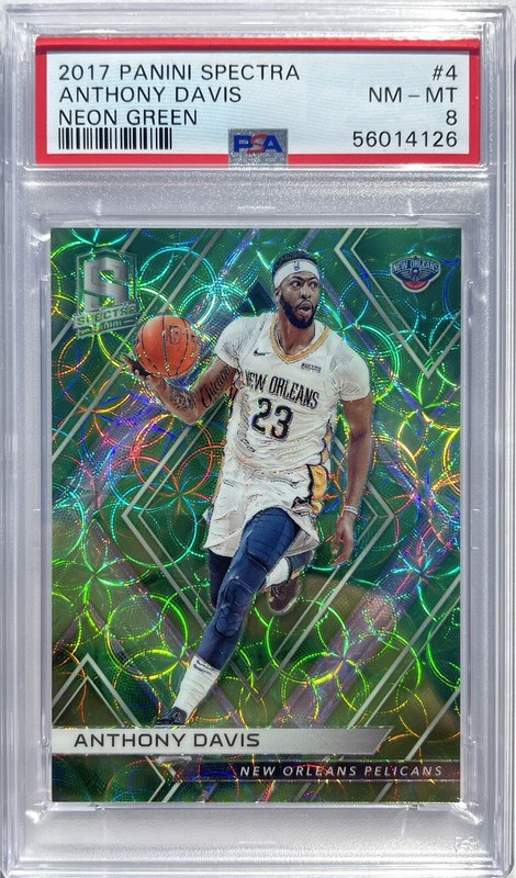 Anthony Davis 2017 Panini Spectra Neon Green #4 PSA 8 Serial Numbered 12/49