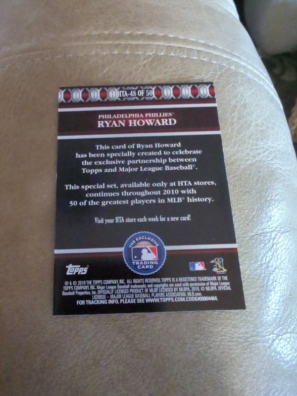 2010 Topps Ryan Howard #HTA-48 MLB Logoman Baseball Card Philadelphia Phillies view 2