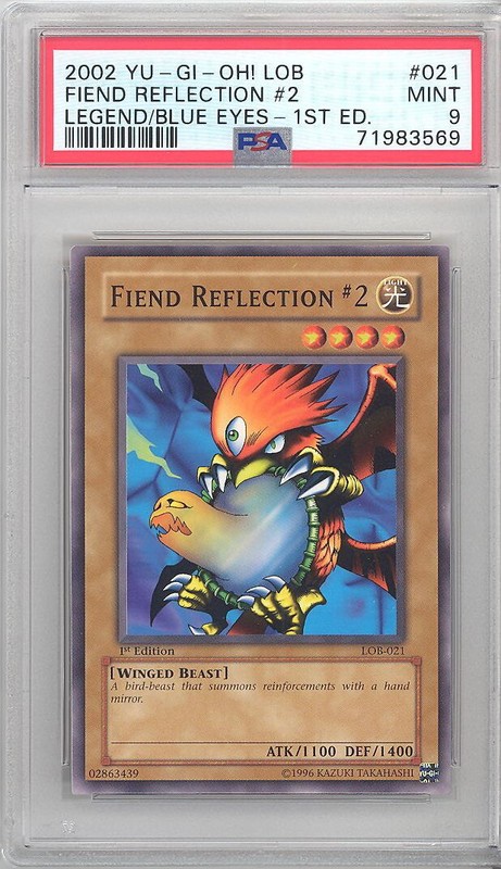 PSA 9 - Yu-Gi-Oh Card - LOB-021 - FIEND REFLECTION #2 *1st Edition* - MINT
