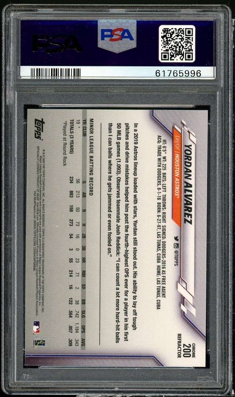 Yordan Alvarez Rookie Card 2020 Topps Chrome Refractor #200 PSA 10 view 2