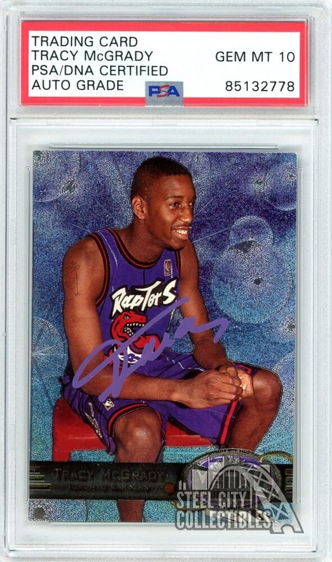 Tracy McGrady 1997-98 Skybox Metal Autograph Rookie Card #42 PSA/DNA 10 (Purple)