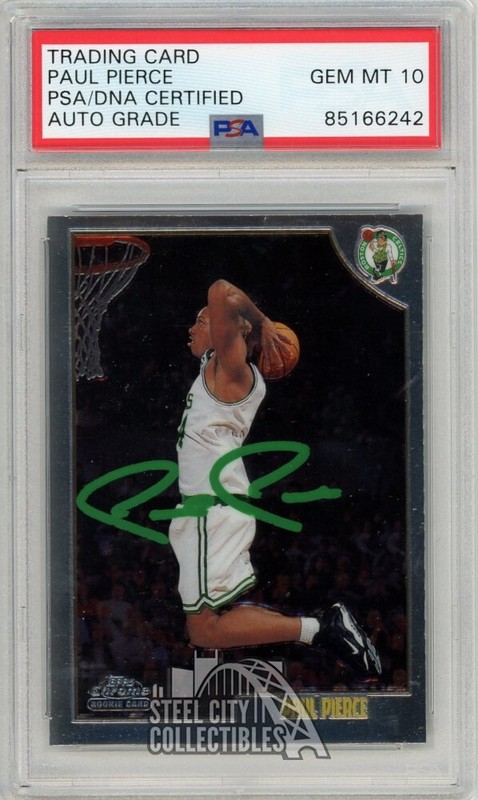 Paul Pierce 1998-99 Topps Chrome Autograph Rookie Card #135 PSA/DNA 10 (Green)