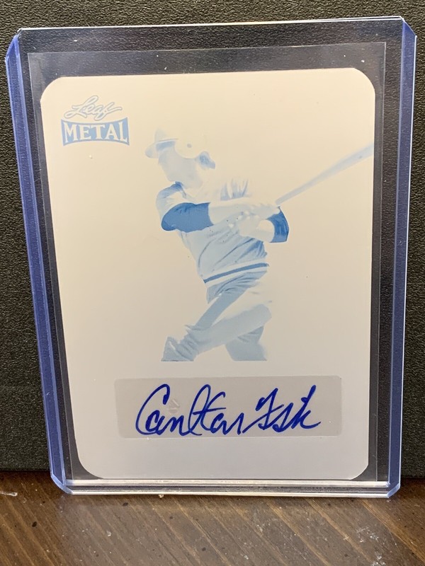 Carlton Fisk 2023 Leaf Metal Baseball Printing Plate Cyan Auto 1/1 Chicago HOF