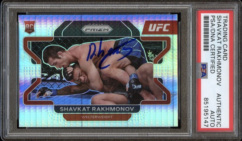 2022 Panini Prizm #80 Shavkat Rakhmonov Hyper Rookie Auto PSA/DNA Authentic