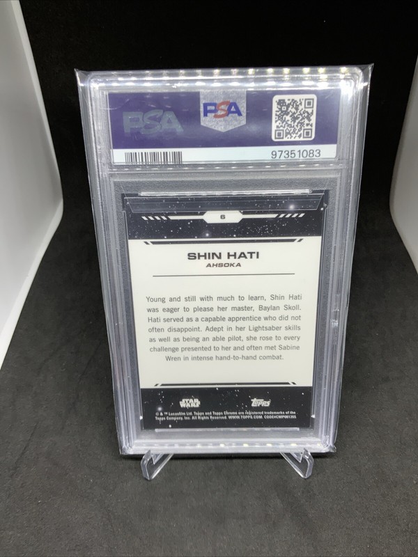 2024 Topps Chrome Star Wars Shin Hati Debut RC PSA 10 QTY Available view 2
