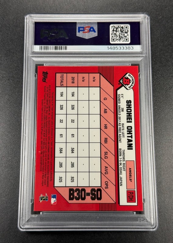 SHOHEI OHTANI 2019 BOWMAN CHROME ANNIVERSARY AUTO /10 PSA 9 MBA GOLD DIAMOND view 2