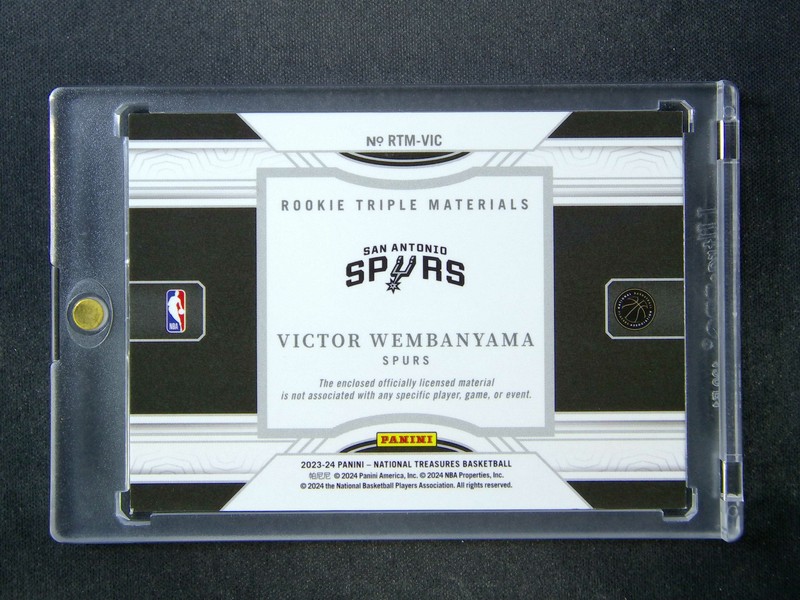 2023-24 Panini National Treasures Victor Wembanyama RC Triple Patch 1/99 #JSY view 2