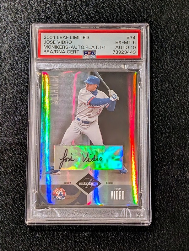 2004 Leaf Limited Monikers Platinum Jose Vidro AUTO DNA 10 TRUE 1/1 #74 PSA