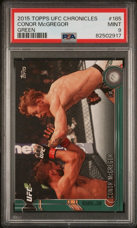 2015 Topps UFC Chronicles Conor McGregor #185 Green /288 Color Match PSA 9