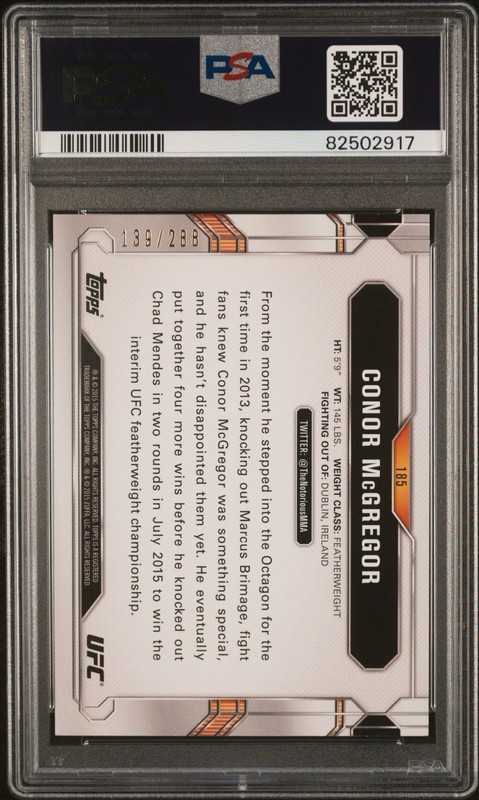 2015 Topps UFC Chronicles Conor McGregor #185 Green /288 Color Match PSA 9 view 2