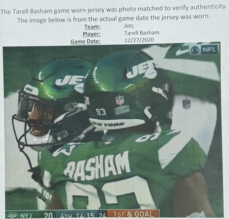 🏈Terrell Basham GAME WORN 12/27/20 PHOTO MATCHED📸New York Jets Jersey PSA COA view 2