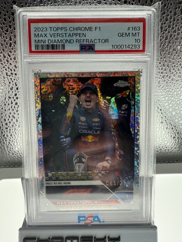 2023 Topps Chrome F1 Max Verstappen Mini Diamond Refractor 65/299 PSA 10 GEM MT