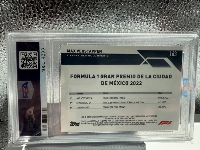 2023 Topps Chrome F1 Max Verstappen Mini Diamond Refractor 65/299 PSA 10 GEM MT view 2
