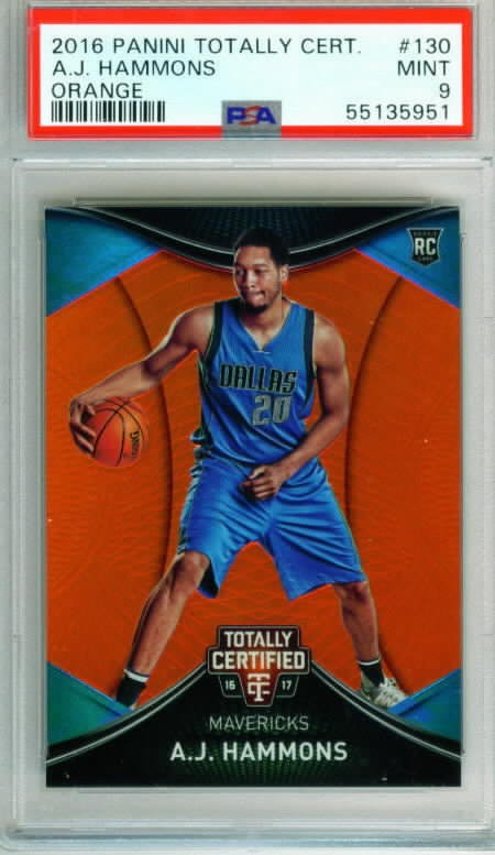 2016 Panini Totally Certified Orange #130 A.J. HAMMONS RC Mavericks 35/60 PSA 9