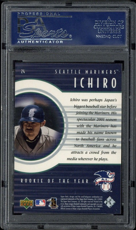 2001 UD Rookie Update ROY Bonus #24 Ichiro Suzuki PSA 10 Gem Mint RC POP 2 view 2