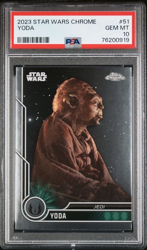 2023 TOPPS STAR WARS CHROME YODA #51 PSA 10