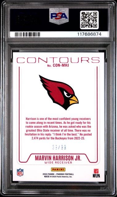 2024 PANINI PHOENIX #CON-MHJ MARVIN HARRISON JR. CONTOURS-RED PSA MINT 9 view 2