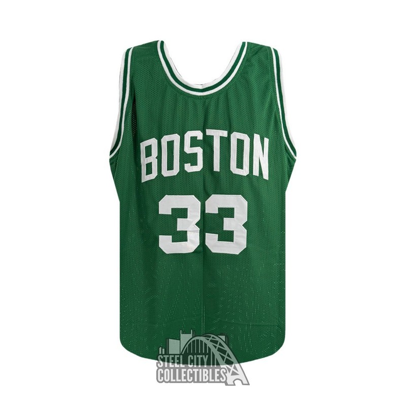 Larry Bird Autographed Boston Custom Green Basketball Jersey - PSA/DNA view 2