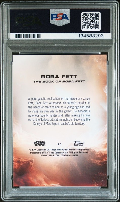2025 TOPPS STAR WARS CHROME BOBA FETT GOLD MINI DIAMOND /50 #11 PSA 10 view 2