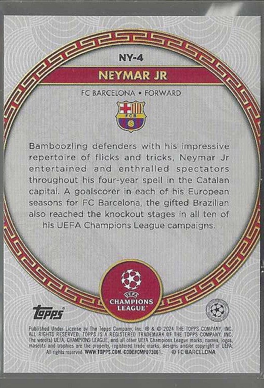 2023 Topps UEFA Club Competitions Jade Edition Chinese New Year Neymar Jr #NY-4 view 2