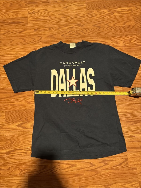 Card Vault By Tom Brady Dallas T-Shirt Blue Star Logo Brady Auto Print  SZ L