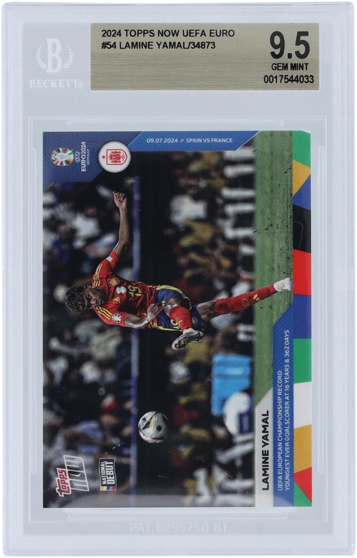 Lamine Yamal Spain FC 2024 Topps UEFA Euro UEFA Record #54 BGS 9.5 Rookie Card