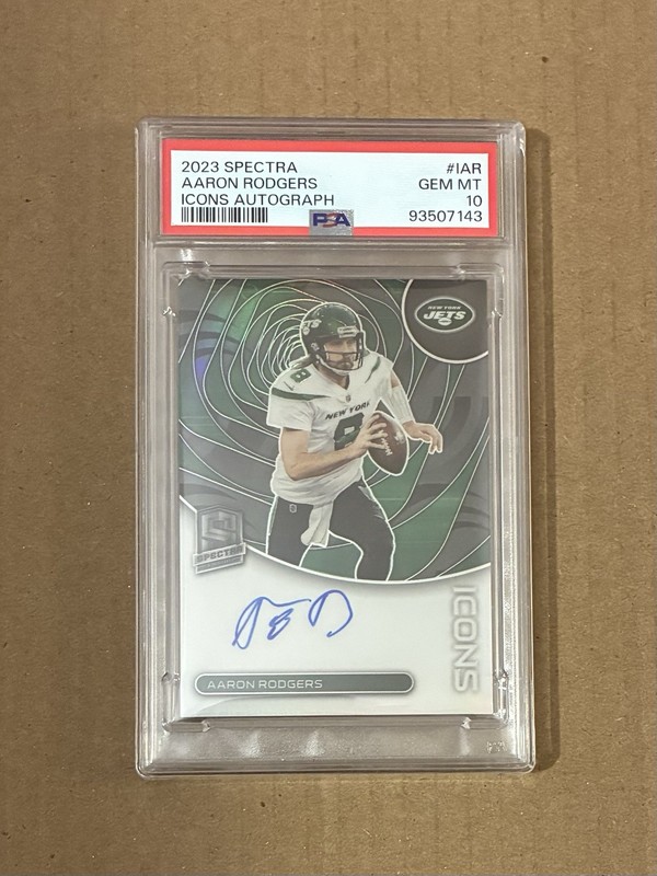2023 Panini Spectra Aaron Rodgers Icons Auto /25! PSA 10! Jets! STEELERS