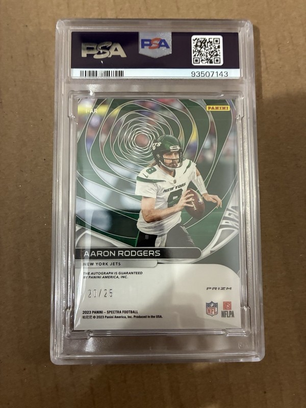 2023 Panini Spectra Aaron Rodgers Icons Auto /25! PSA 10! Jets! STEELERS view 2
