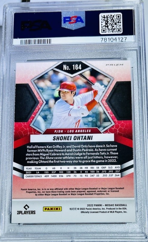 2022 Mosaic Shohei Ohtani Reactive Orange PSA 10 # 164 Non Auto Low Pop MVP 🎈 view 2