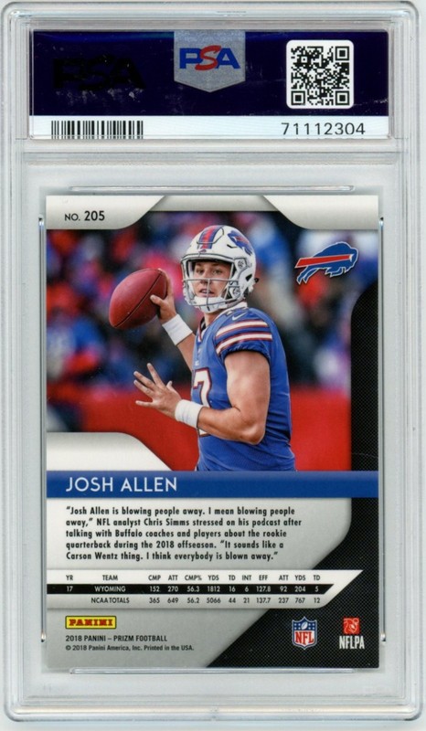 PSA 10 2018 Panini Prizm #205 Josh Allen RC Bills view 2