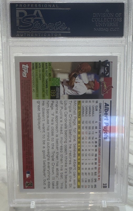 ALBERT PUJOLS PSA 10 2005 TOPPS BASEBALL #100 ST. LOUIS CARDINALS PSA 10 view 2