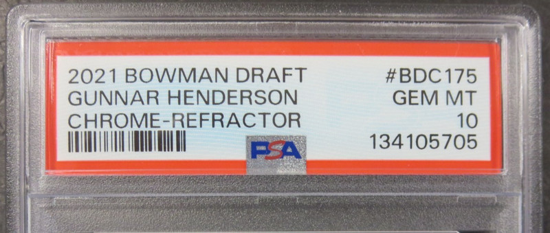 2021 Bowman Draft Chrome REFRACTOR Gunnar Henderson RC PSA 10 LP view 2