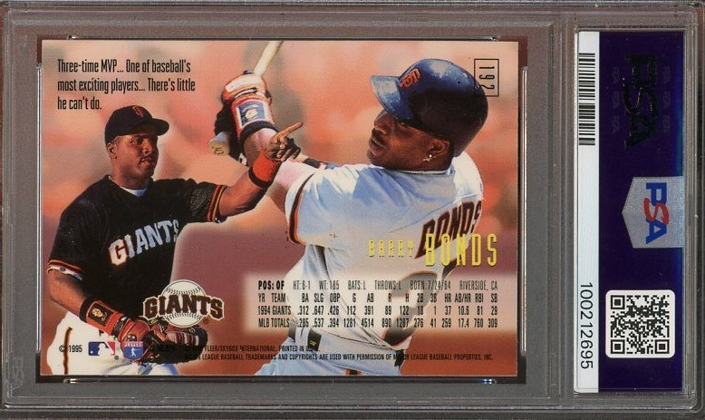 1995 Emotion #192 Barry Bonds MINT PSA 9 San Francisco Giants 2695 view 2