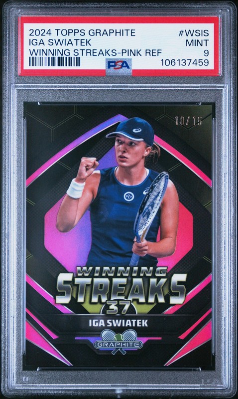 2024 Topps Graphite Tennis Pink Winning Streaks Iga Swiatek /15 PSA 9