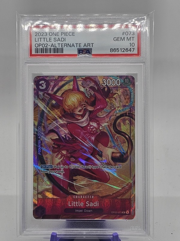 One Piece TCG 2023 Little Sadi Paramount War Alt Rare OP02-073 English PSA 10
