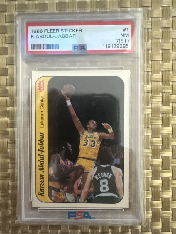 1986 Fleer Sticker Kareem Abdul Jabbar PSA 7 ST