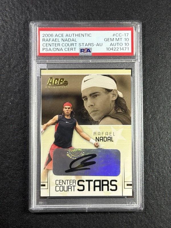 2006 Ace Authentic Grand Slam Rafael Nadal Center Court Stars #17 PSA 10 AUTO 10 view 2