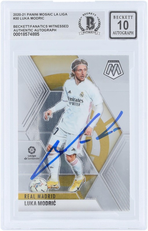 Luka Modric Real Madrid CF Signed 2020-21 Panini Mosaic La Liga #30 BAS 10 Card