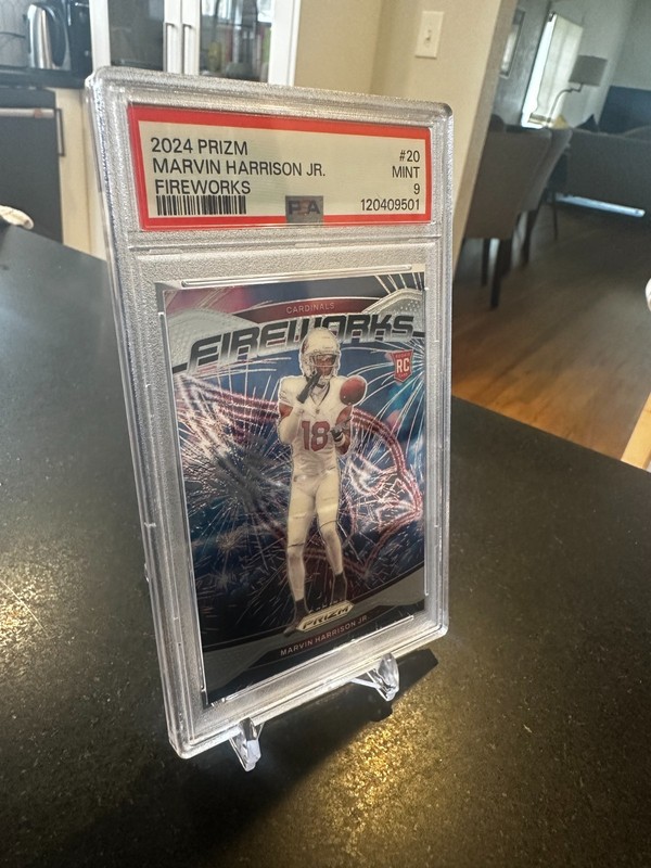 Marvin Harrison Jr. 2024 Panini Prizm - Fireworks #20 (RC) PSA 9