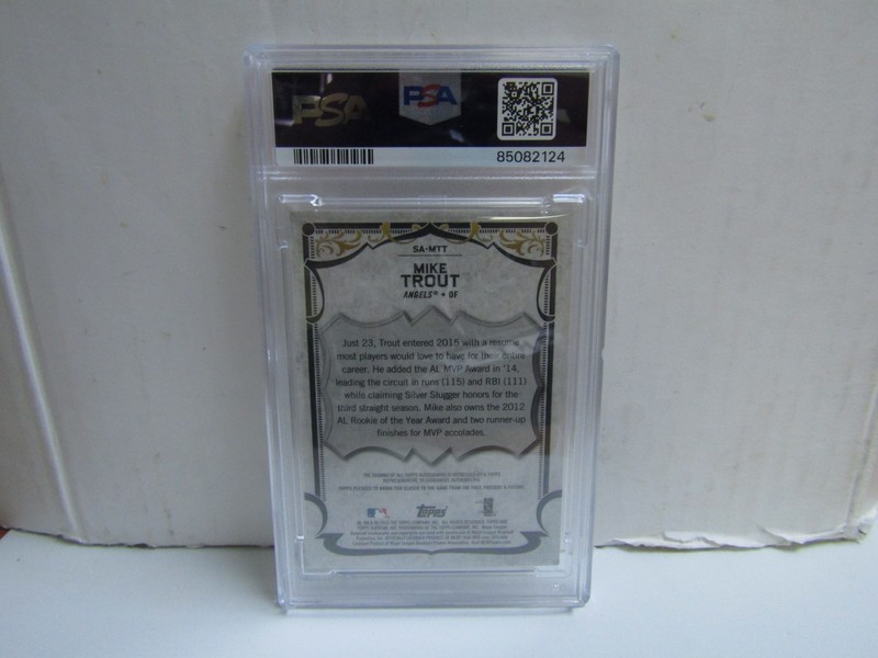 PSA 9 2015 Topps Supreme Mike Trout Orange On Card Auto /25 Angels view 2