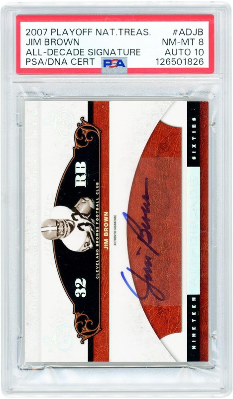 Jim Brown Browns Signed '07 Playoff National Treasures AD-JB 78/99 PSA 8/10 Card