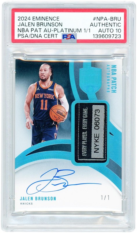 Jalen Brunson Knicks Signed 2024-25 Panini Eminence NPA-BRU 1/1 PSA Auto 10 Card