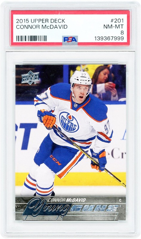 Connor McDavid Oilers 2015-16 Upper Deck Young Guns #201 PSA 8 Rookie Card