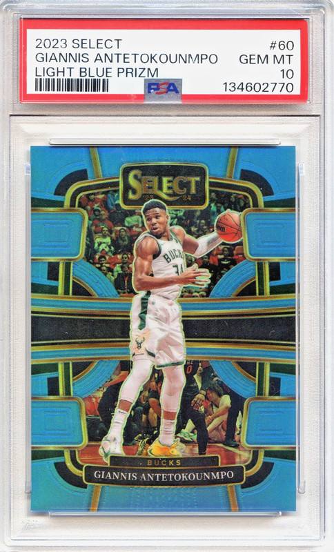 Giannis Antetokounmpo PSA 10 Prizm 2023-24 Panini Select Light Blue #60 NBA /299