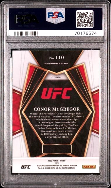 2022 PANINI SELECT UFC, CONOR "NOTORIOUS" MCGREGOR #110 PSA 10 TRI-COLOR PRIZM view 2