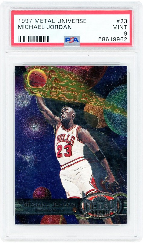 Michael Jordan Chicago Bulls 1997-98 Skybox Metal Universe #23 PSA Rated 9 Card