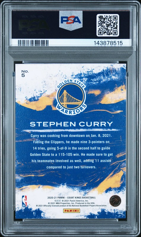 2020 Panini Court Kings Modern Strokes Stephen Curry #5 PSA 10 POP 7 view 2
