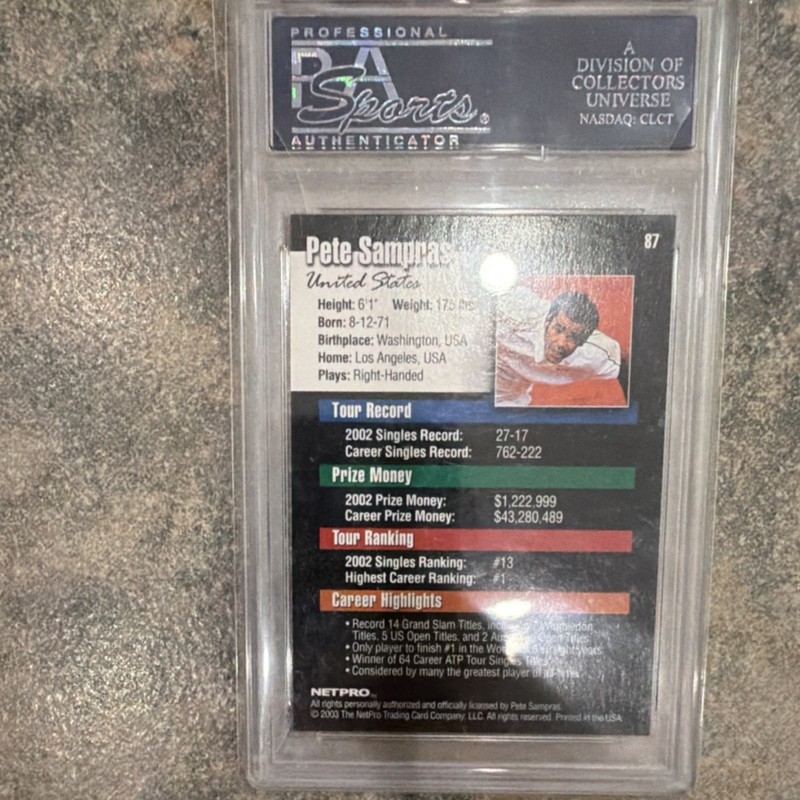 NetPro 2003 Pete Sampras #87 Base Set PSA 10 Tennis Trading Card ATP Tour view 2