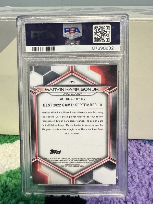 2023 Bowman's Best Marvin Harrison Jr. Pink Lava /100 #89 PSA 10 Rookie view 2
