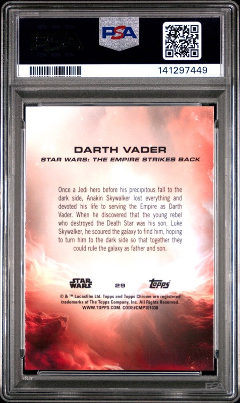 2025 TOPPS CHROME STAR WARS DARTH VADER #29 PSA 10 view 2